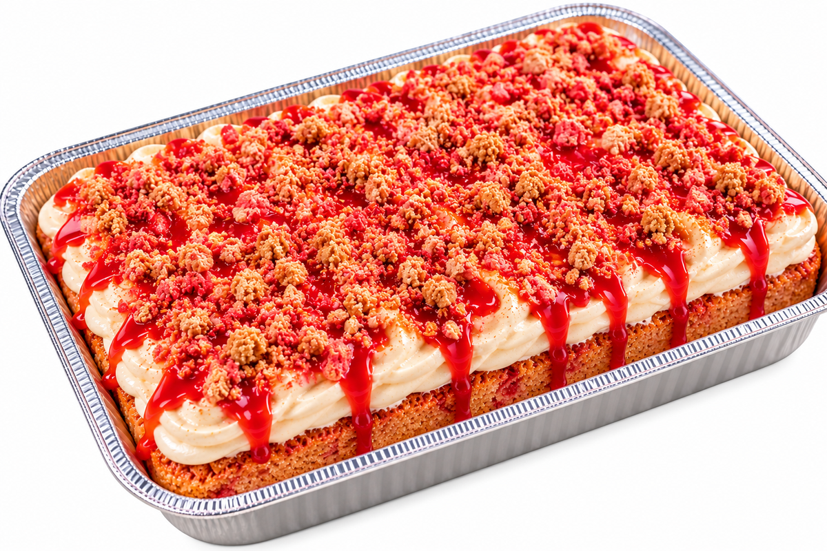 Strawberry Crunch Sheet Cake